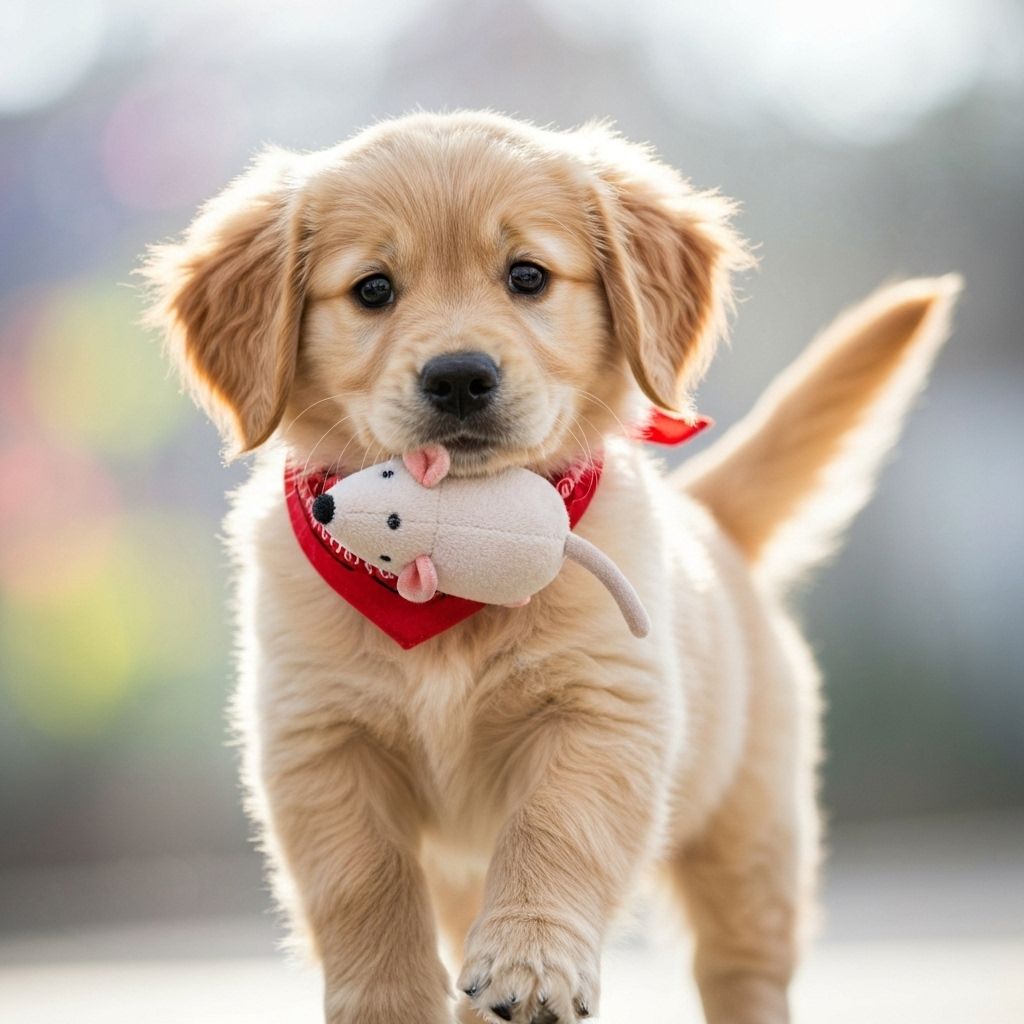 Small puppy with accessories